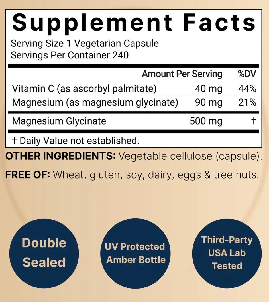NatureBell マグネシウム グリシネートの成分表示（Supplement Facts）
